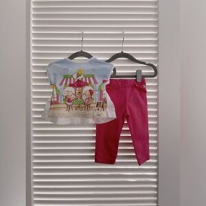 🍦2 piece set by MAYORAL in size 9 MONTHS! Cute top and pink denim with ruffles!